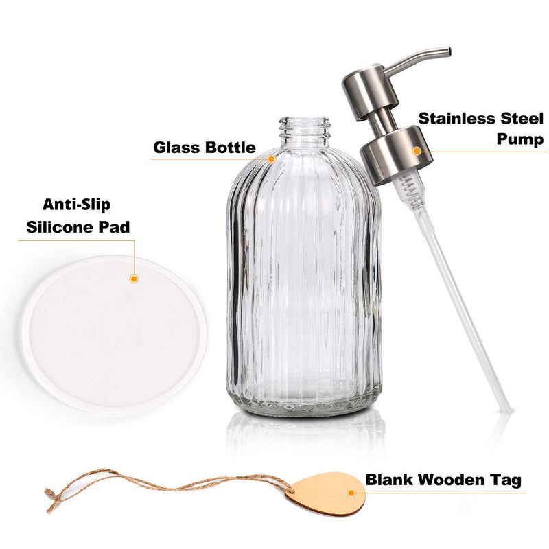 Soap Dispenser with Non-Slip Silicone Pad – Premium Quality – Large Size Dish & Hand Soap Dispenser – Rust Proof Stainless Steel Pump – Ideal for Kitchen Dish Soap, Bathroom Soap, Essential Oil Clear - NewNest Australia