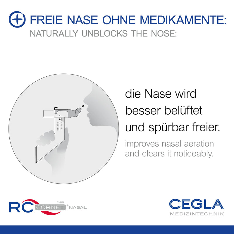 CEGLA RCCornet PLUS NASAL respiratory therapy device, clear nose without medication, expectorant, decongestant, regenerating, integrated connection for inhalation, clears the upper respiratory tract, 1 piece - NewNest Australia