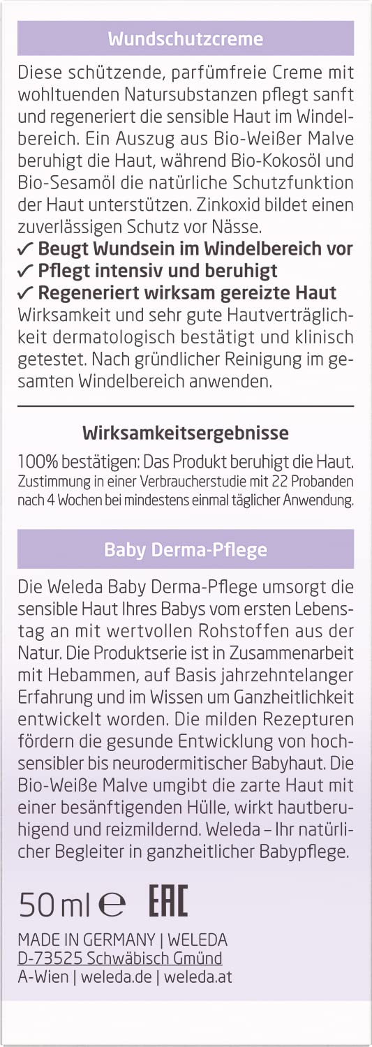 Weleda Weisse Malve Baby Cream Natural Cosmetics Skin Cream For The Protection And Regeneration Of Irritated Baby Skin Healing Ointment For Nappy Care (1 X 50 Ml) - NewNest Australia