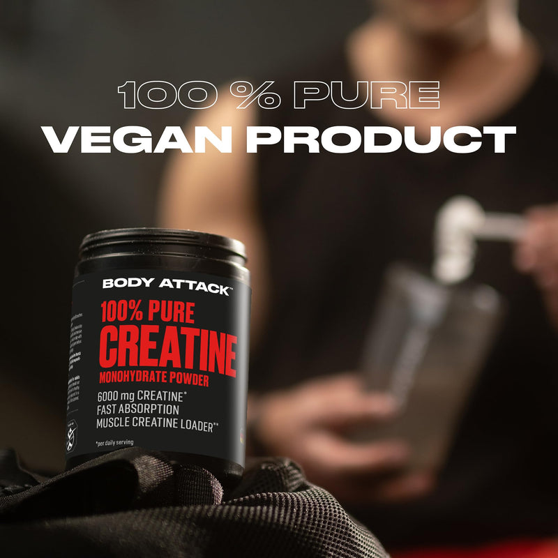 Body Attack Creatine Monohydrate - 500 g powder - Made in Germany - high-quality microfine creatine monohydrate - pure creatine powder for self-dosing - product from the Cologne list - NewNest Australia