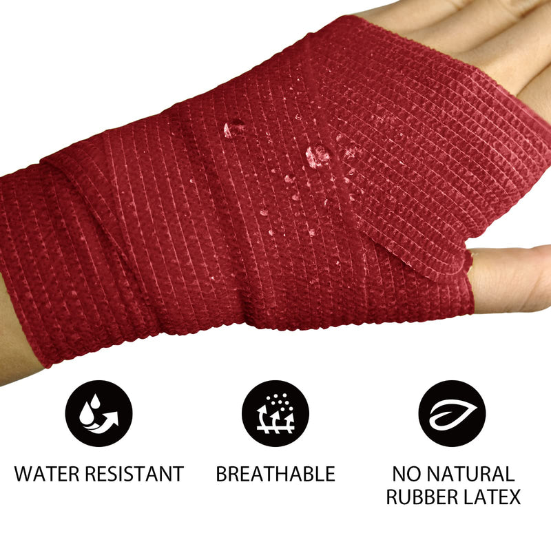 FriCARE 14 Pack Self Adhesive Bandage Wrap, 2 Inch Wide Rainbow Cohesive First Aid Medical Tape for Wrist, Knee, Ankle (2 Inch x 5 Yards, Burgundy) 2 Inch x 5 Yards - NewNest Australia