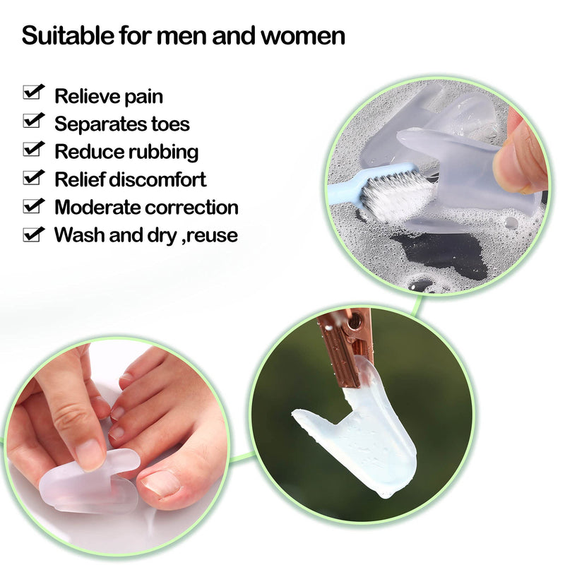 DYKOOK Flared Gel Toe Separators 8 Pieces Big Small Toe Spacers Toe Straighteners for Overlapping Toes and Temporary Bunion Corrector Gel (4 pcs Large + 4 pcs Small) - NewNest Australia