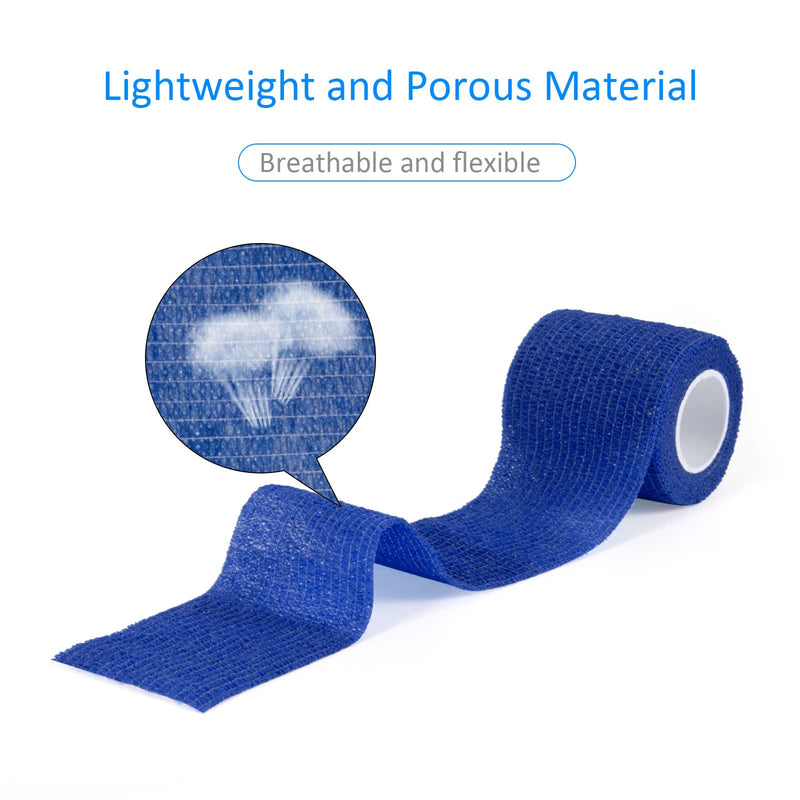 Cohesive Bandage Self-Adhesive 5 Cm X 4.5 M, 6 Rolls Fixation Bandage Self-Adhesive Cohesive Bandage For First Aid Dog Veterinary Wrap Tape Sports Elastic Bandage For Wrist, Feet (Blue) - NewNest Australia