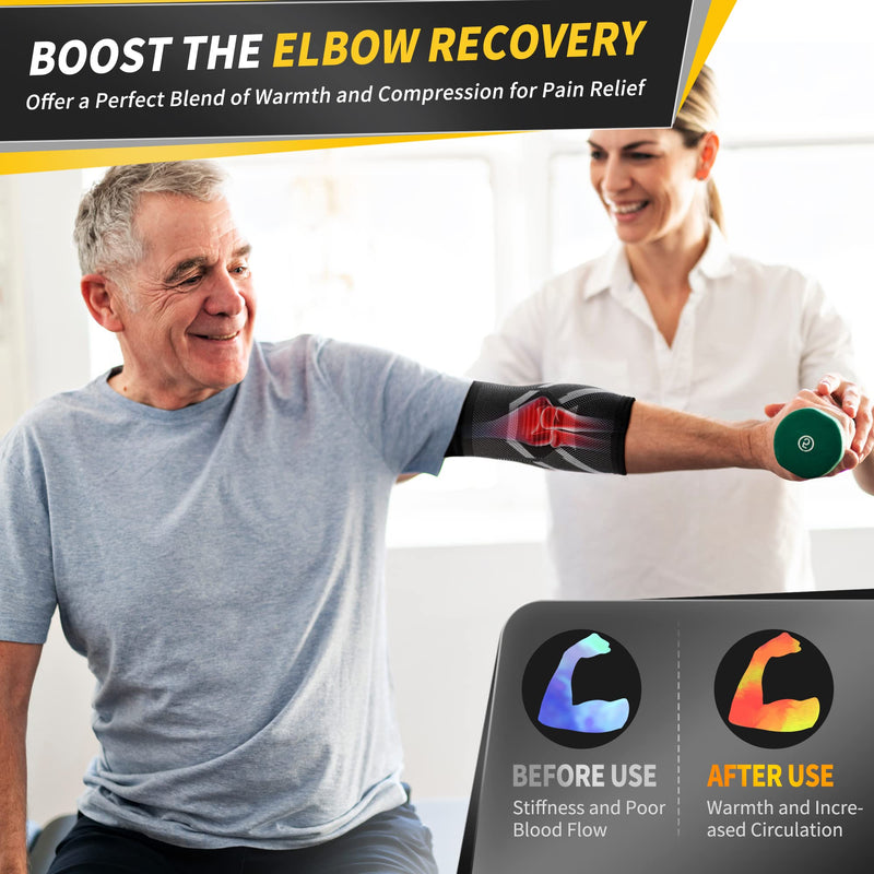 CAMBIVO Elbow Support for Men & Women 1 Pair, Tennis Elbow Sleeves for Weightlifting, Arm Compression Sleeves Elbow Brace for Tennis/Golfers Elbow, Sports Protection and Pain Relief XL - NewNest Australia
