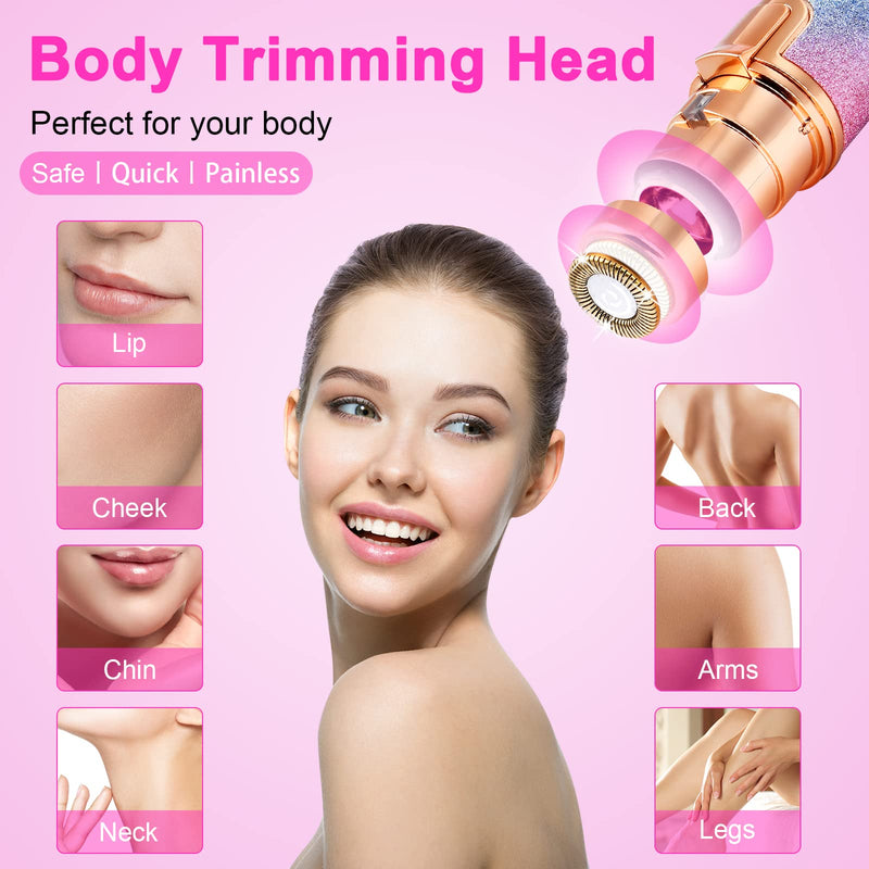 ACWOO Facial Hair Remover for Women, 2 in 1 USB Electric Eyebrow Shaver, Painless Eyebrow Trimmer Women with Eyebrow Knife for Body Lips Chin, Built-in LED Light - NewNest Australia