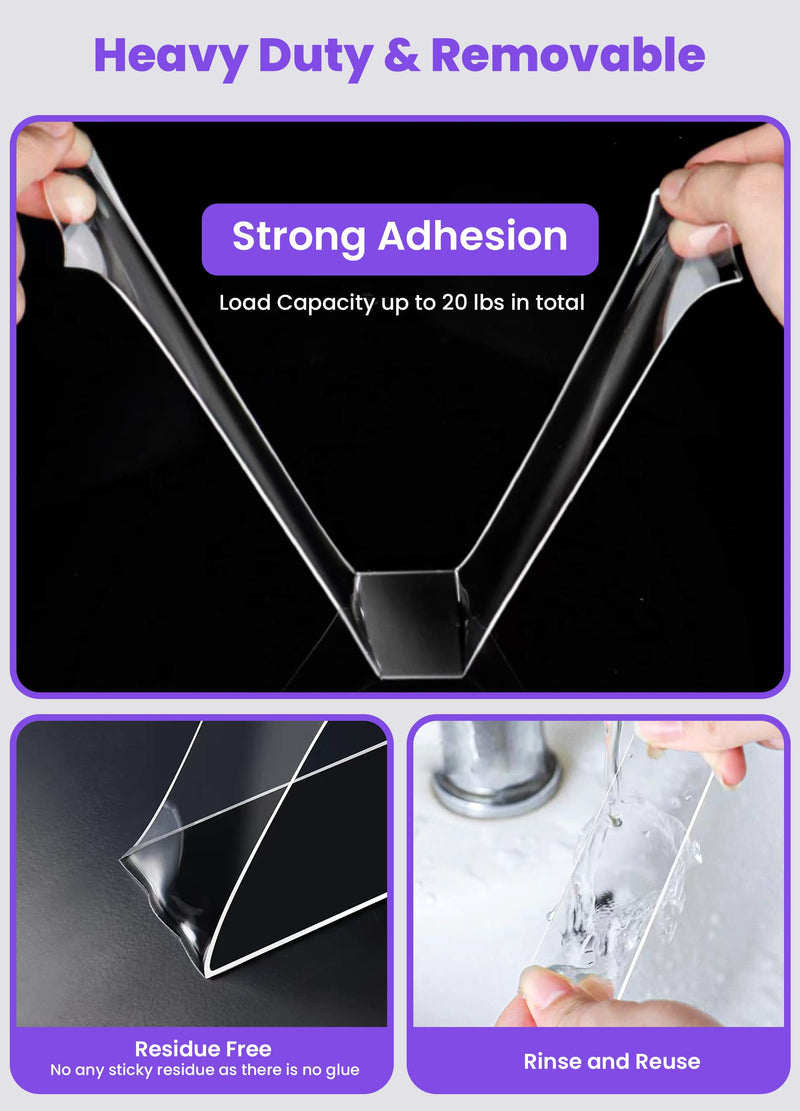 IKeelsy Double Sided Tape Heavy Duty, 1.18 x 120 Inch Removable Nano Mounting Tape, Clear & Tough Adhesive Tape Strong Sticky Strip for Poster Picture Hanging Wall Light Carpet DIY - NewNest Australia