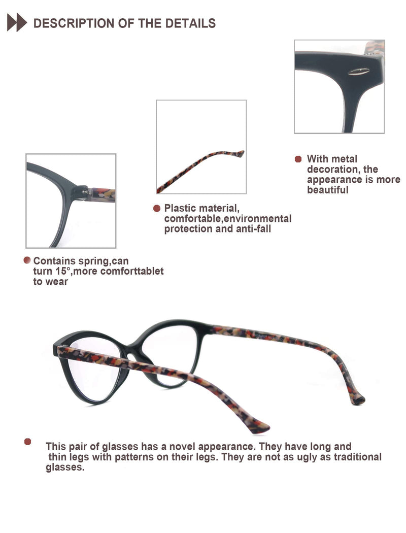 HEEYYOK Women Reading Glasses 4-Pack Cateye Readers Glasses Reading Comfort Spring Hinge (1.0, 4 Mix Color) 4 Pack Mix Color 1.0 x - NewNest Australia