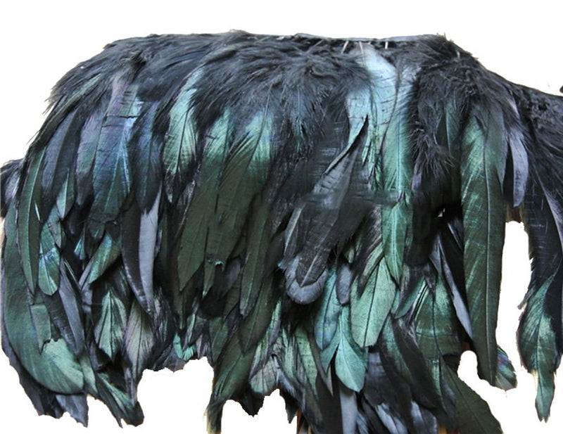 AWAYTR Rooster Hackle Feather Fringe Trim 5-7 Inches Width Sewing Crafts (2 Yards) 2 Yards - NewNest Australia