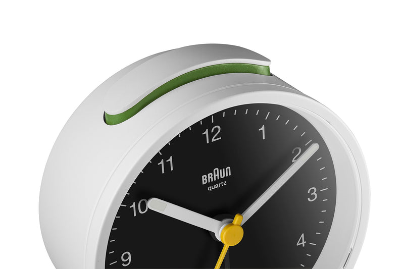 NewNest Australia - Braun clock-BC12WB Classic Analogue Clock with Snooze and Light, Quiet Quartz Movement, Crescendo Beep Alarm in White and Black, Model BC12WB, us:one Size 
