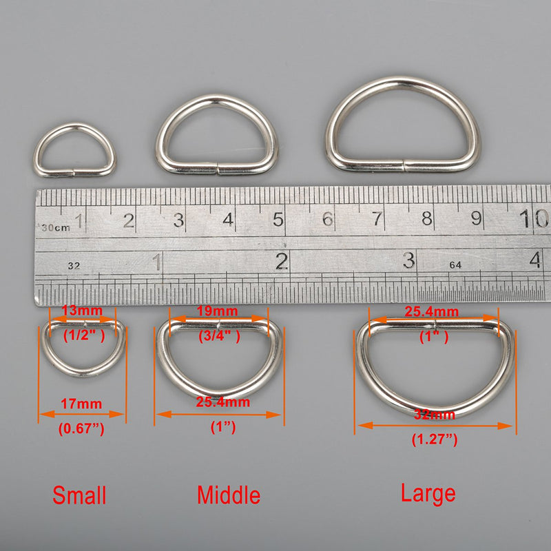 CrocSee Metal D Ring 1/2 inch Non Welded Nickel Plated Pack of 100 (Small) Small 1/2 inch(13mm) - NewNest Australia