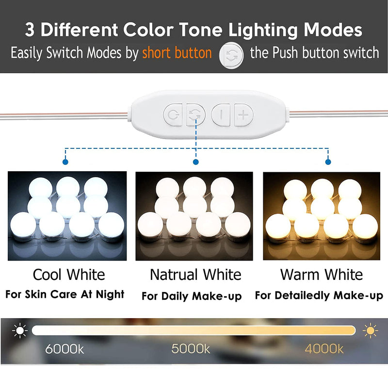 Led Vanity Mirror Lights with 10 Dimmable Light Bulbs 17ft Makeup Vanity Light for Vanity Table Dressing Room Mirror - NewNest Australia