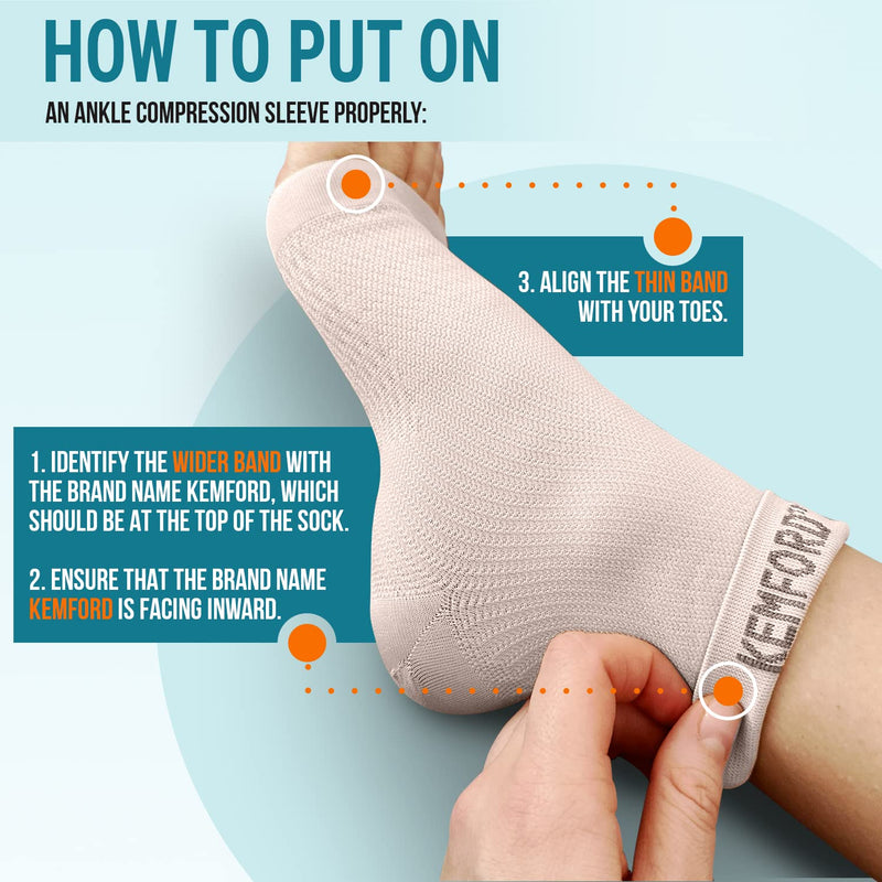Ankle Compression Sleeve - 20-30mmhg Open Toe Сompression Socks for Swelling, Plantar Fasciitis, Sprain, Neuropathy - Nano Brace for Women and Men Medium (20-30 mmHg) Beige - NewNest Australia
