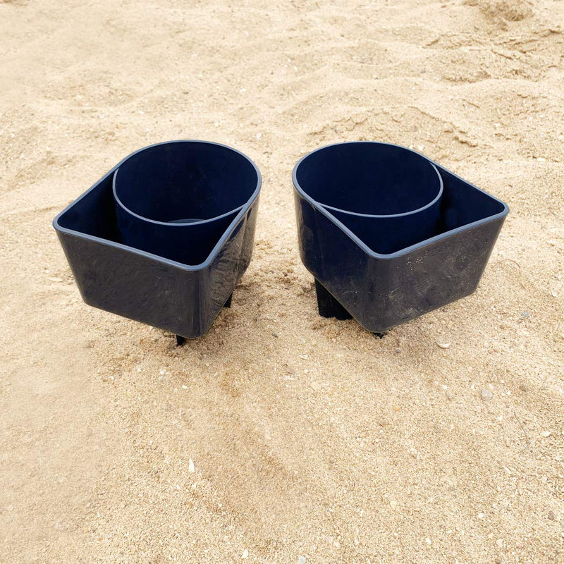 Home Queen Spiker Beach Cup Holder with Pocket, Multi-Functional Sand Cup Holder for Beverage Phone Sunglasses Key, Beach Accessory Drink Sand Coaster, 2-Pack, Navy - NewNest Australia