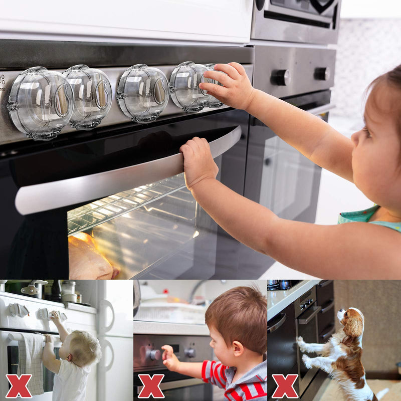 Stove Knob Covers for Child Safety (5 + 1 Pack) Double-Key Design and Upgraded Universal Size Gas Knob Covers Clear View Childproof Oven Knob Covers for Kids, Babies (Clear) - NewNest Australia