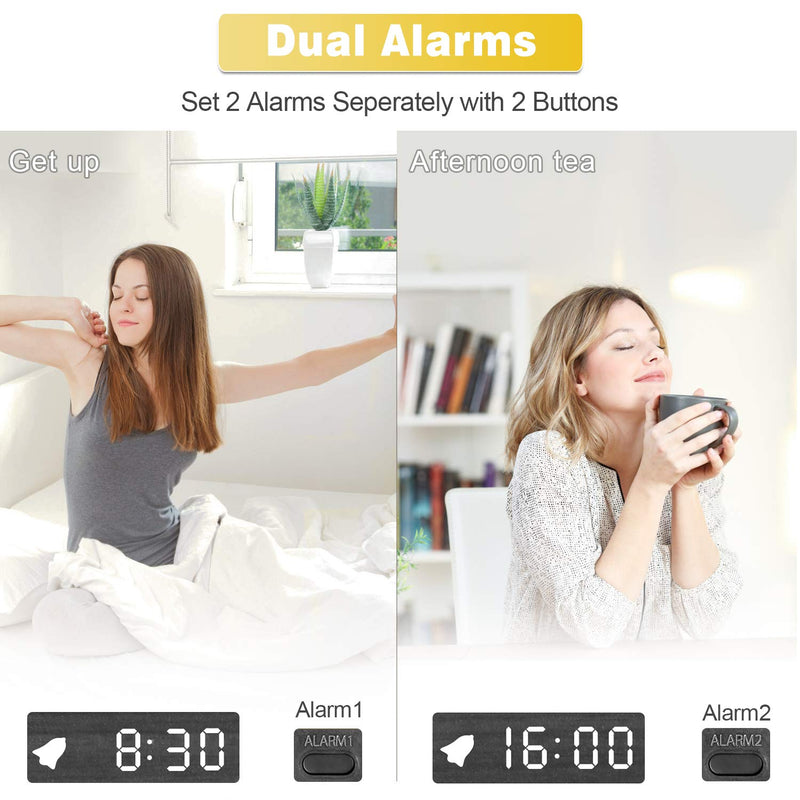 NewNest Australia - MEKO Wood Digital Alarm Clocks for Bedrooms, Larger LED Display, 3 Levels Brightness, Dual Alarms, 3 Levels Volume Snooze Function and Nightlight Wooden Electric Besides Clock 