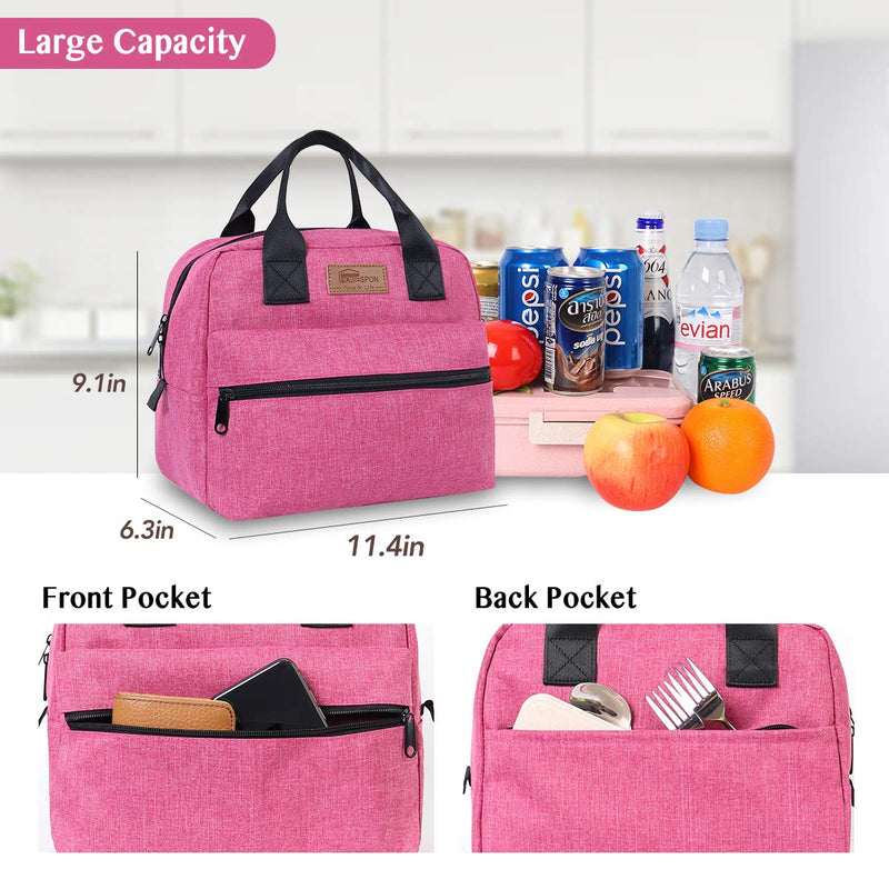 NewNest Australia - HOMESPON Insulated Lunch Bag Lunch Box Cooler Tote Box Cooler Bag Lunch Container for Women/Men/Work/Picnic,Large pink large pink 