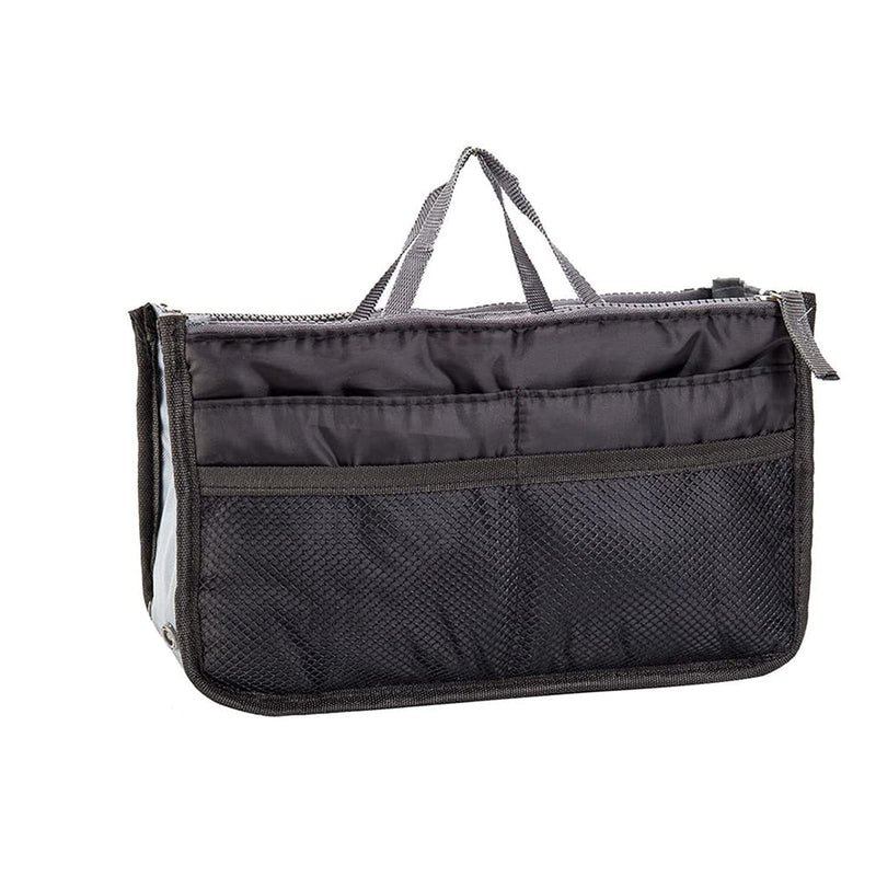 YUEMING Handbag Organiser, Ladies Travel Insert Organiser Tidy Bag Purse Pouch Zipper Closure Tote 13 Pocket Organiser Diaper Bag Cosmetic Travel Bag Liner Pouch with Handle (Black) Black - NewNest Australia