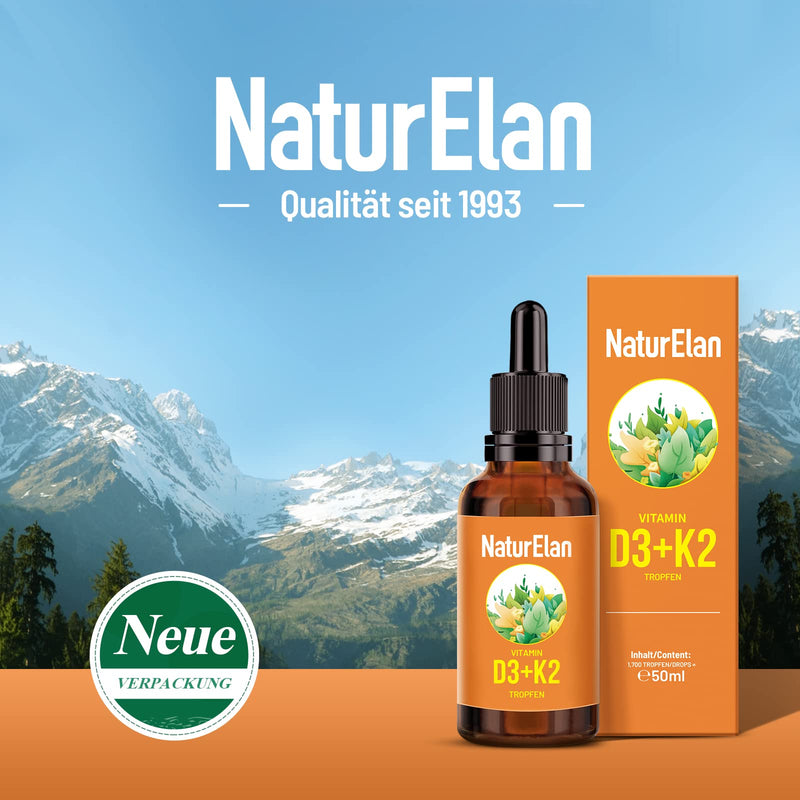 Vitamin D3 K2 high-dose drops - 50ml, 1000 IU vitamin D3 per drop, vegetarian, without additives, produced in Germany - NewNest Australia