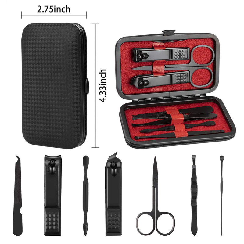 Nail Clipper Manicure Set, 7 In 1 Stainless Steel Professional Pedicure Kit Nail Scissors Grooming Kit with Black PU Leather Case for Travel & Home Use (Red Leather) red - NewNest Australia