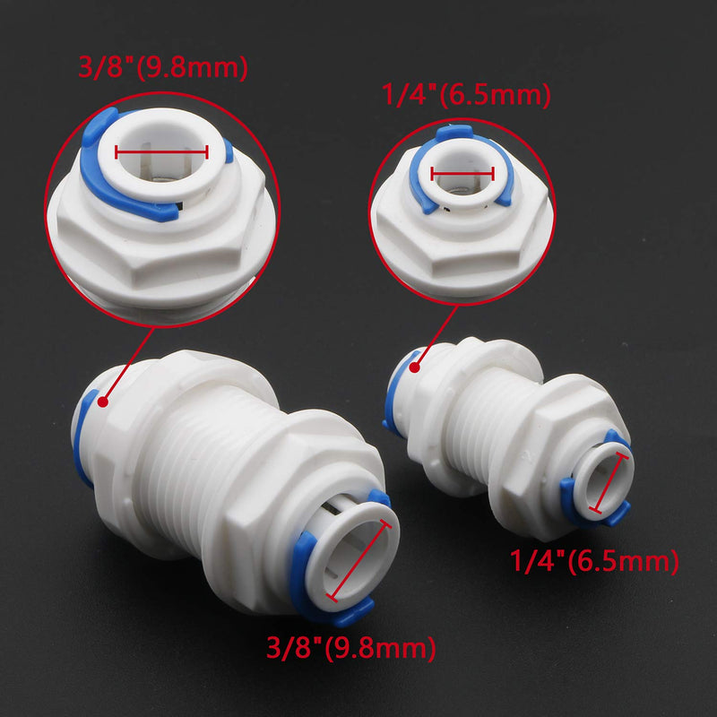 Pxyelec 3/8 inch Bulkhead Quick Connector, 1/4 inch White Tube Fittings Bulkhead Connector for RO Water Reverse Osmosis System (Pack of 20) - NewNest Australia