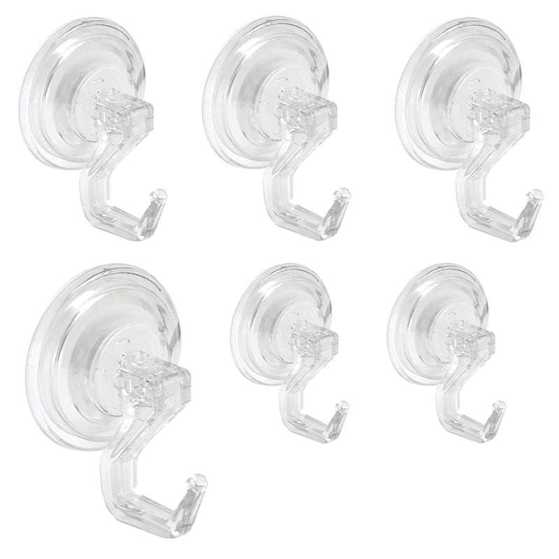 NewNest Australia - iDesign Plastic Power Lock Suction Cup Hooks for Hanging Loofahs, Towels in Master, Guest, Kids' Bathroom, Set of 6, Clear 