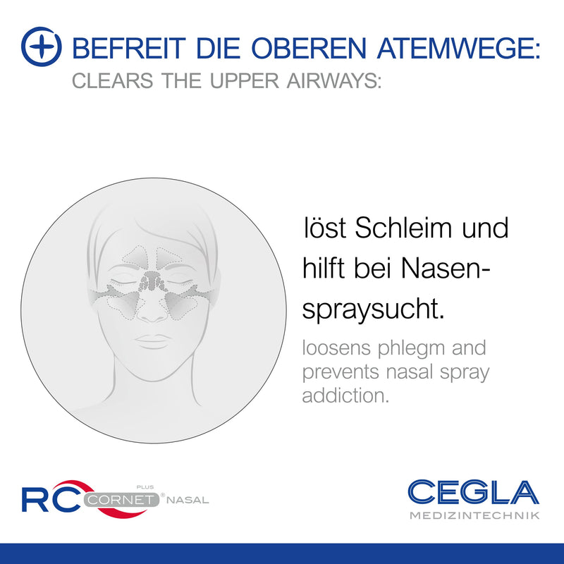 CEGLA RCCornet PLUS NASAL respiratory therapy device, clear nose without medication, expectorant, decongestant, regenerating, integrated connection for inhalation, clears the upper respiratory tract, 1 piece - NewNest Australia