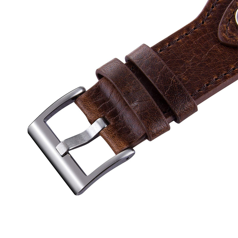 VIQIV Cuff Bracelets Bands For Compatible With Apple Watch 38mm 42mm 41mm 40mm 44mm 45mm Iwatch Series SE 7 6 5 4 3 2 1, Dressy Leather Metal Jewelry Wristband Strap For Women Men Coffee - NewNest Australia