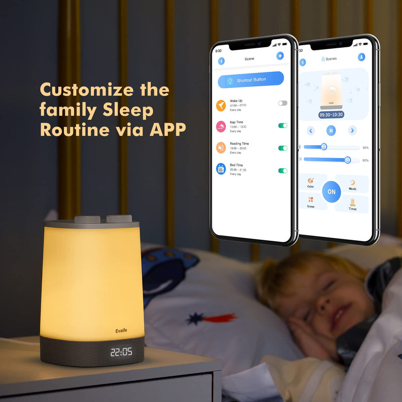 Evaife Sound Machine Baby, White Noise Machine with Night Light, Toddler Sleep Trainer with 17 Soothing Sounds, Timer, Kids Alarm Clock, App Control, Personal Sleep Routine, Nightlight for Baby Kids - NewNest Australia