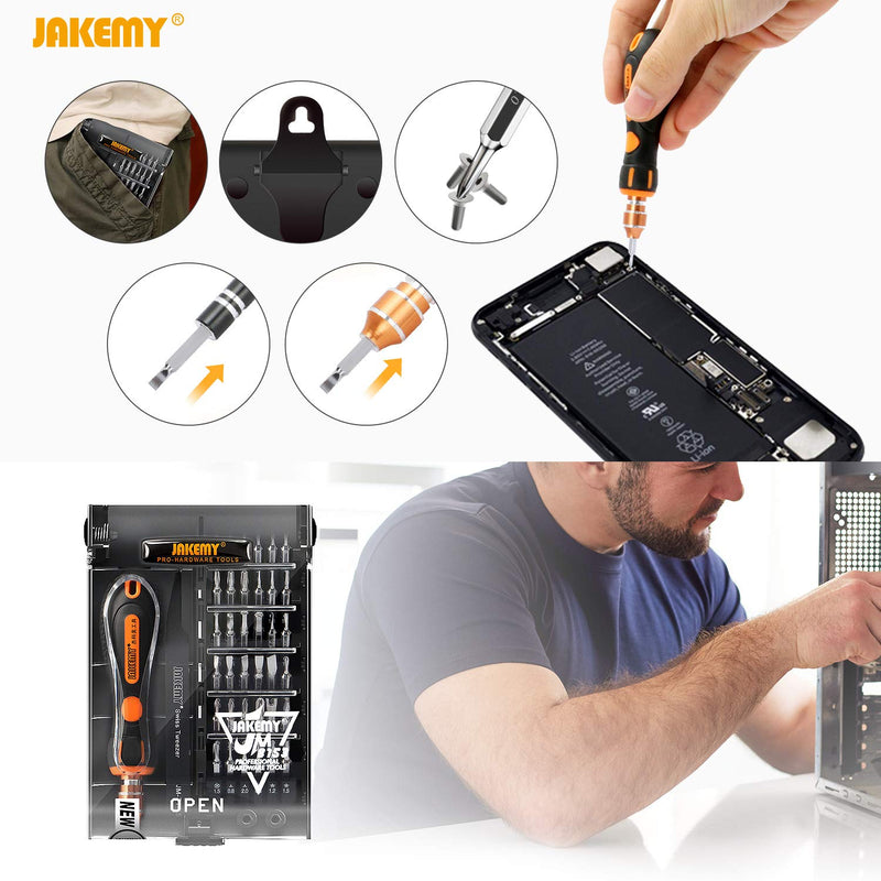 Jakemy 39 in 1 Screwdriver Set Precision Repair Tool Kit with 36 Magnetic Driver Bits Screwdriver Kit for iphone 11/X/8/7 Plus Cell Phone Macbook Laptop PC Black 8153-JM - NewNest Australia