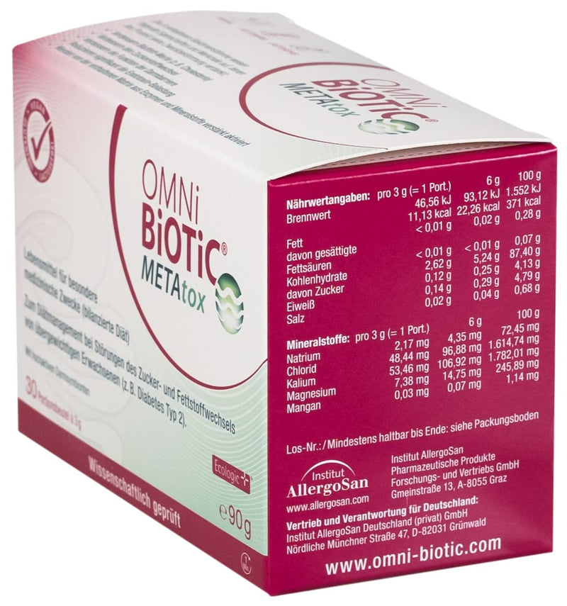 Omni Biotic Metatox, 30 Servings (90G), 9 Bacterial Strains, 15 Billion Organisms Per Daily Dose, Powder, With Magnesium And Manganese, Vegan, For Daily Use, With Bacteria For The Intestinal Flora - NewNest Australia