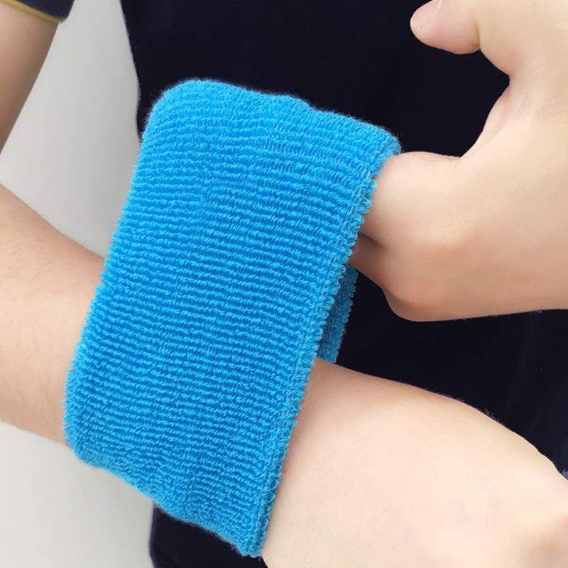 Payanwin 10 PC Sports Wristbands, Wrist Sweatbands for Men & Women, Stretchy & Sweat Absorbing Cotton Terry,Perfect for Basketball, Football, Tennis, Soccer, Running & Working Out (Blue) - NewNest Australia