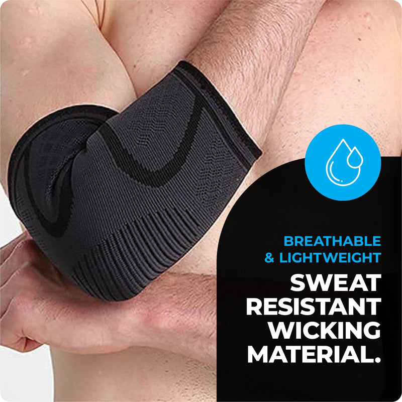 VITTO Elbow Support for Men & Women - Compression Sleeve for Tendonitis, Arthritis, Injury - Tennis Elbow Support Strap, Golfers Elbow Support, Elbow Sleeves for Weightlifting (M, Black, Single) M 1 - NewNest Australia
