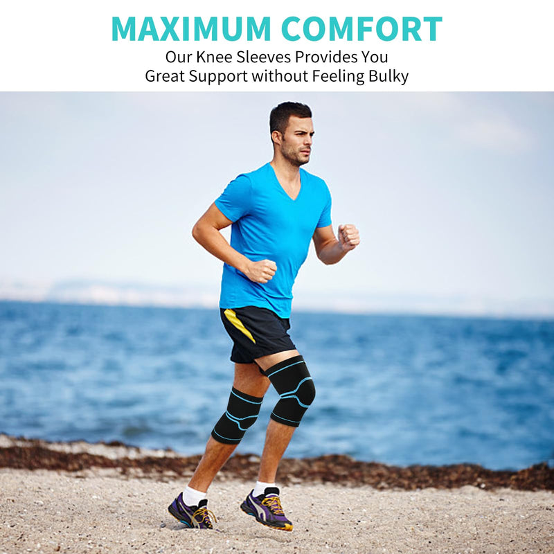 Abyon Knee Support For Men Women, Pack Of 2 Compression Knee Support For Meniscus Tear, Arthritis, Joint Pain, Ligament Injury, Acl, Mcl, Tendonitis, Running, Sports - NewNest Australia