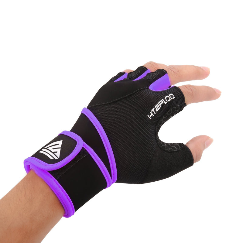 HTZPLOO Workout Gloves Gym Gloves Weight Lifting Gloves for Men Women with Full Palm Pad ,Strong Wrist Wraps Support,Enhanced Grip,for Fitness,Training,Weightlifting,Exercise Black&Purple Medium - NewNest Australia