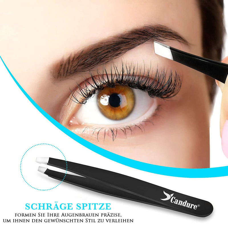 Candure Professional Eyebrow Tweezers Precision Set 4 Stainless Steel Tweezers for Removing Blackheads, Ingrown Hairs, Eyelashes Black - NewNest Australia