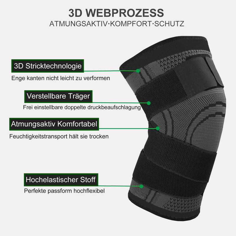 Knee Support Pack Of 2 Sports Knee Support With Adjustable Straps Men Women Knee Sleeve For Knee Pain, Meniscus Tear, Arthritis, Tendonitis, Running, Climbing, Weights (Black, Xl) - NewNest Australia