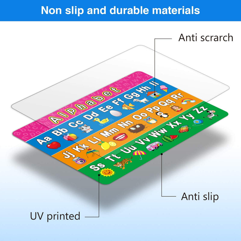 4 Pieces Educational Preschool Placemats for Toddlers and Kids, Non Slip Washable Reusable Learning Placemats for Nursery Homeschool Kindergarten Classroom Supplies Alphabet, Shape, Color, Number - NewNest Australia