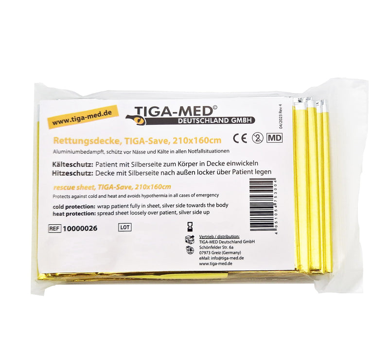 Tiga-Med rescue blanket rescue blankets set of 50 (= 50 pieces) gold/silver 210x160cm rescue foil for first aid emergency rescue services - NewNest Australia