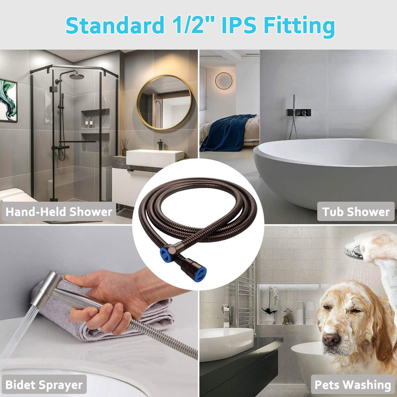 Extra Long Shower Hose 79 Inches, Angle Simple Flexible and No Tangles, Metal Handheld Shower Head Hose, Replacement Bidet Sprayer Hose, Oil Rubbed Bronze 79 Inch Oil-Rubbed Bronze - NewNest Australia