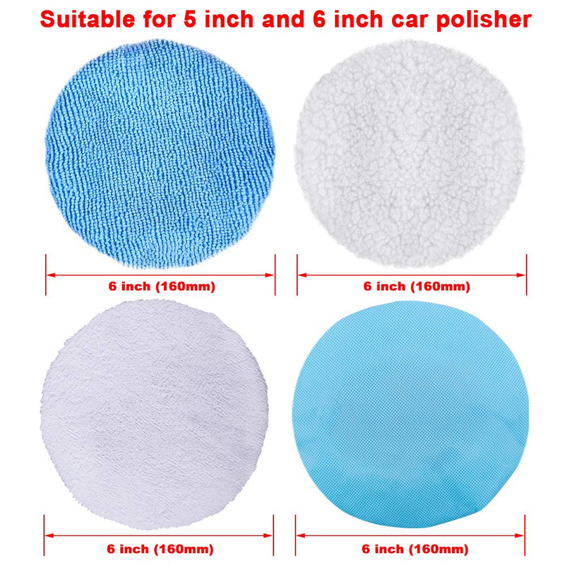 SIQUK 24 Packs Polishing Bonnet Pads (5 to 6 Inches) Including 12 Packs Microfiber Car Polishing Bonnet 4 Packs Waxing Bonnet 6 Packs Non-Woven Buffing pad and 2 Packs Cotton Bonnet for Car Polisher 5-6inch 24 Packs - NewNest Australia