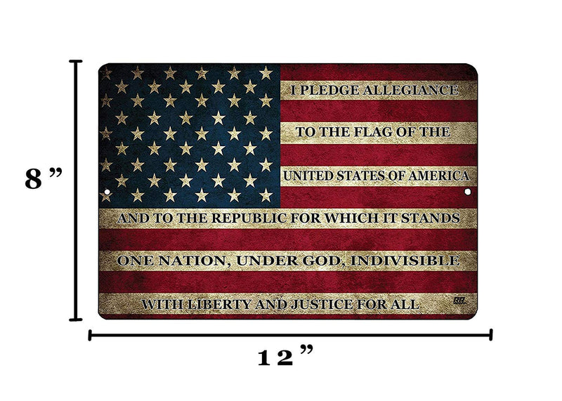 NewNest Australia - Rogue River Tactical USA American Flag Metal Tin Sign Wall Decor Man Cave Bar US Pledge of Allegiance 