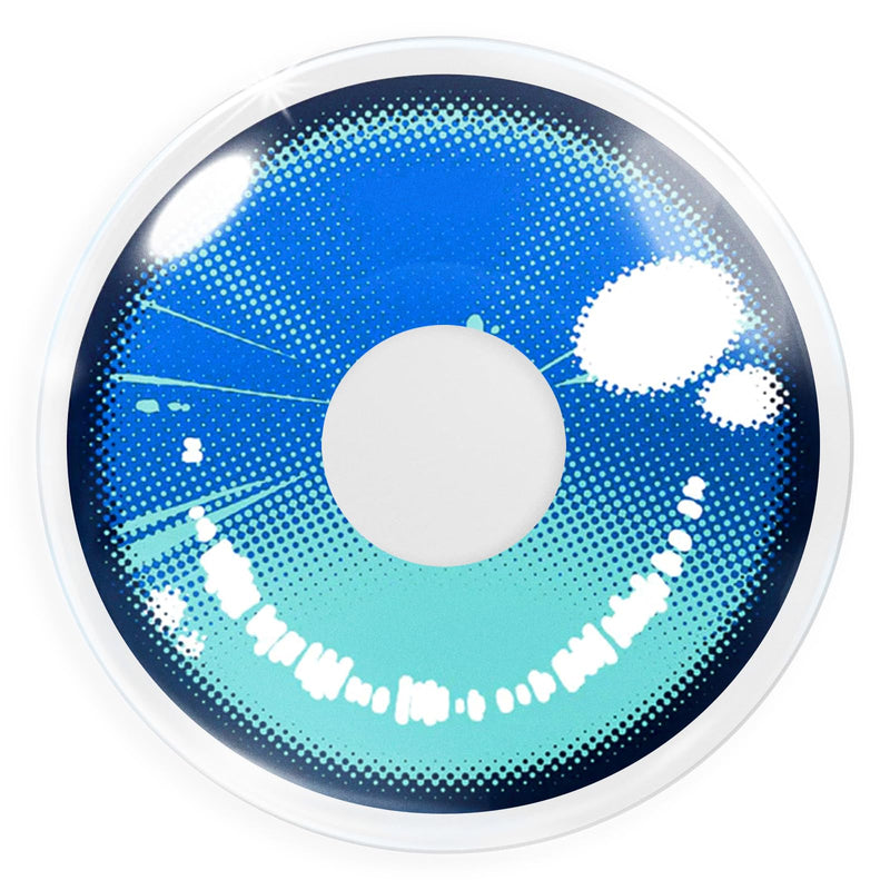 Meralens Colored Contact Lenses Anime Arc 2 Blue Crazy Fun Blue Annual Lenses 1 Pair Without Prescription With Free Lens Case - Top Quality For Fancy Dress, Carnival, Halloween, Cosplay 2023 - NewNest Australia