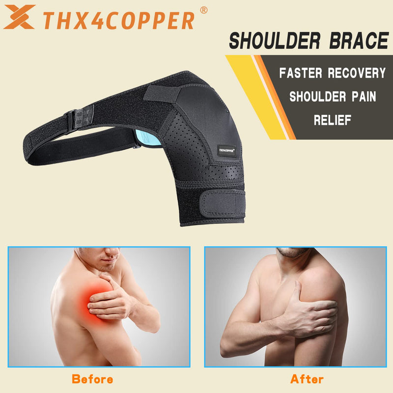 Thx4COPPER Adjustable Shoulder Brace-Compression Support Belt-Joint Protection, Pain Relief for Dislocated AC Joint, Frozen Shoulder, Arthritis, Scapula Tendinitis, Rotator Cuff -Left/Right Shoulder S-M - NewNest Australia
