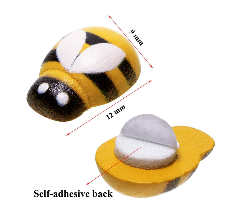 Penta Angel Tiny Wooden Bee Embellishments 50Pcs Self-Adhesive Painted Flatback Wood Bumble Bee Pieces for Scrapbooking Decoration and Craft DIY - NewNest Australia