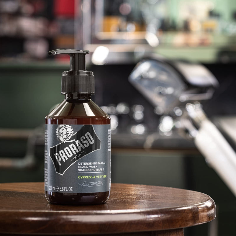 Proraso Beard Wash Cypress & Vetyver, 200 ml, scented beard shampoo cleans, nourishes and refreshes beard and skin, washing gel gently removes impurities, Made in Italy - NewNest Australia