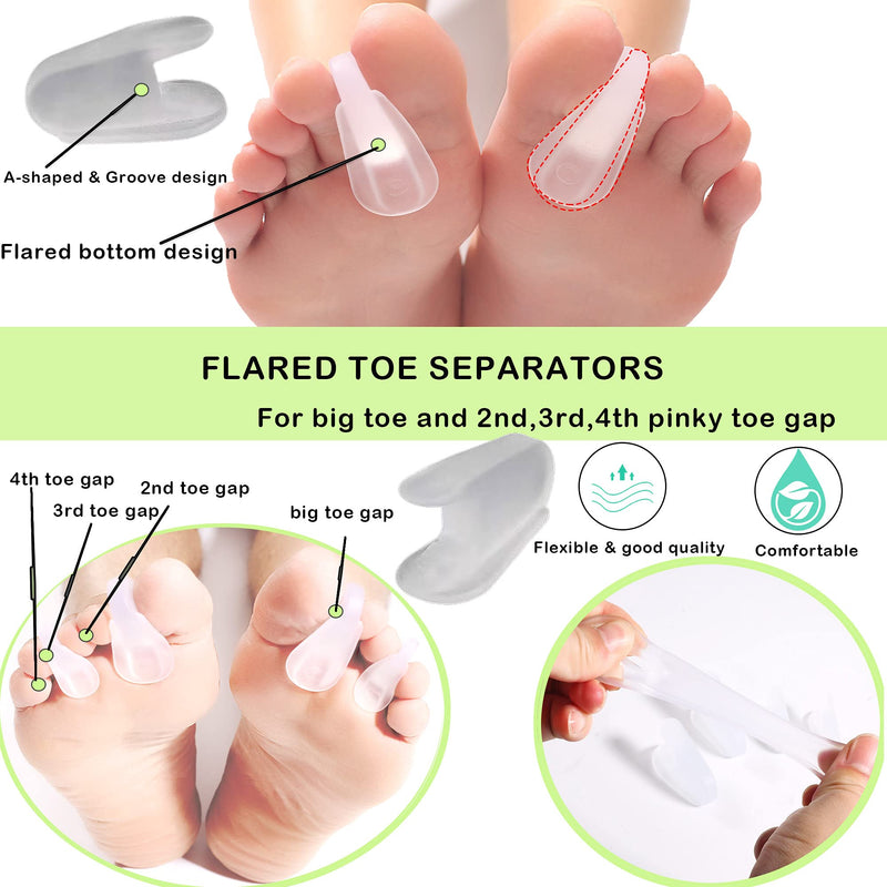 DYKOOK Flared Gel Toe Separators 8 Pieces Big Small Toe Spacers Toe Straighteners for Overlapping Toes and Temporary Bunion Corrector Gel (4 pcs Large + 4 pcs Small) - NewNest Australia