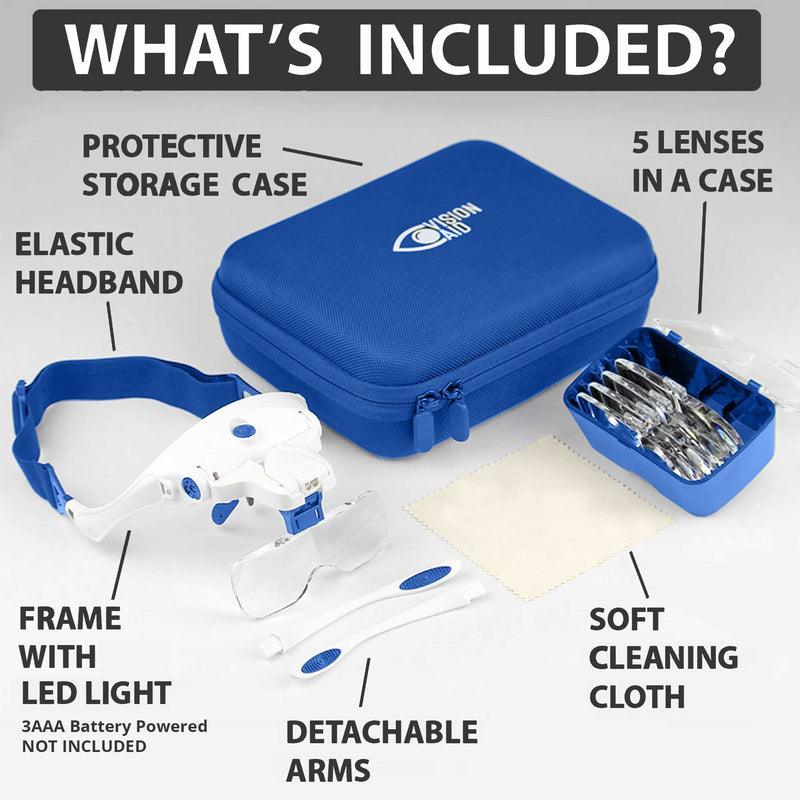 Vision Aid Magnifying Glass With Light, 5 Glasses, Headband, Storage Box, Hands-Free Magnifying Glass For Eyelashes, Jewelry, Microblading Hobbies, Dentist, Close-Up - NewNest Australia