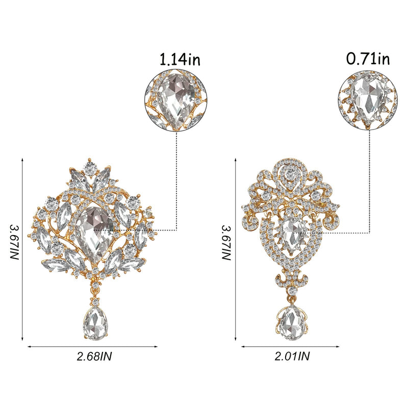 Yhsheen Rhinestone Brooches Crystal Brooch Pins, Pearl Crystal Wedding Bouquet kit Set (Gold-14pcs) Gold-14pcs - NewNest Australia