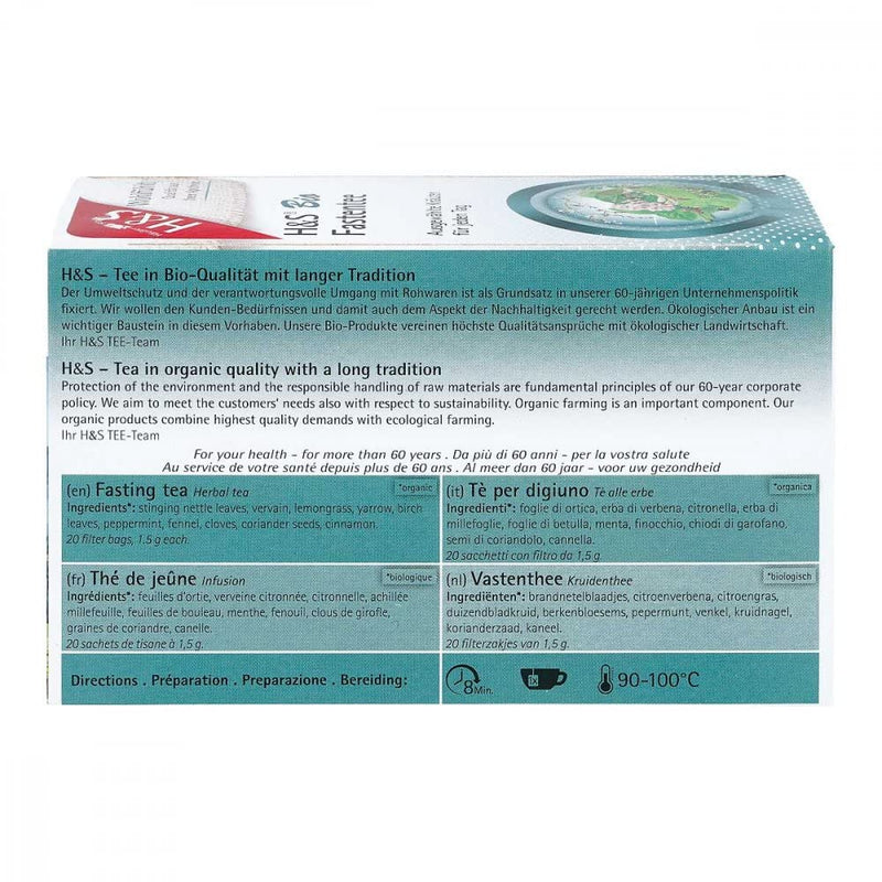 H&S organic fasting tea filter bags, 20X1.5 g - NewNest Australia