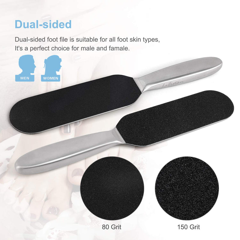 Pedicure Foot File And Callus Remover For Hard Skin Professional, Stainless Steel Foot Rasp File With Ten Free Refill Grits Double-Sided Replacement Pads Easy Feet Scrubber For Bathroom Pedicure Salon - NewNest Australia